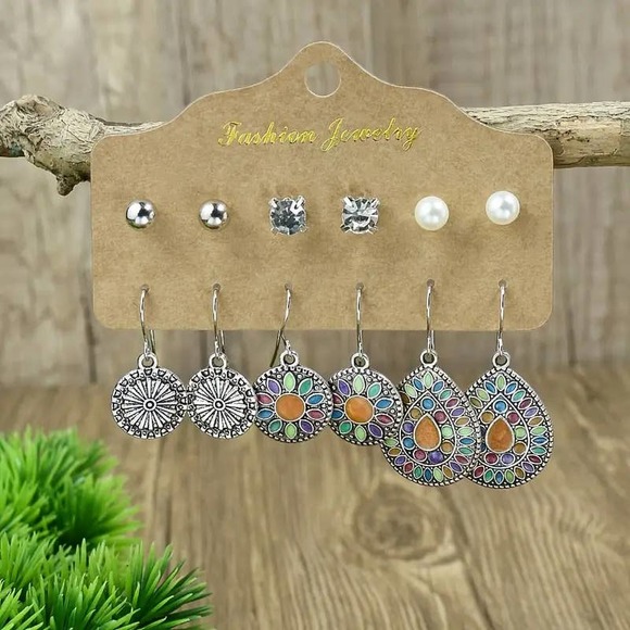 NWT 6 Pair Boho Dangle and Stud Earrings - Picture 1 of 1